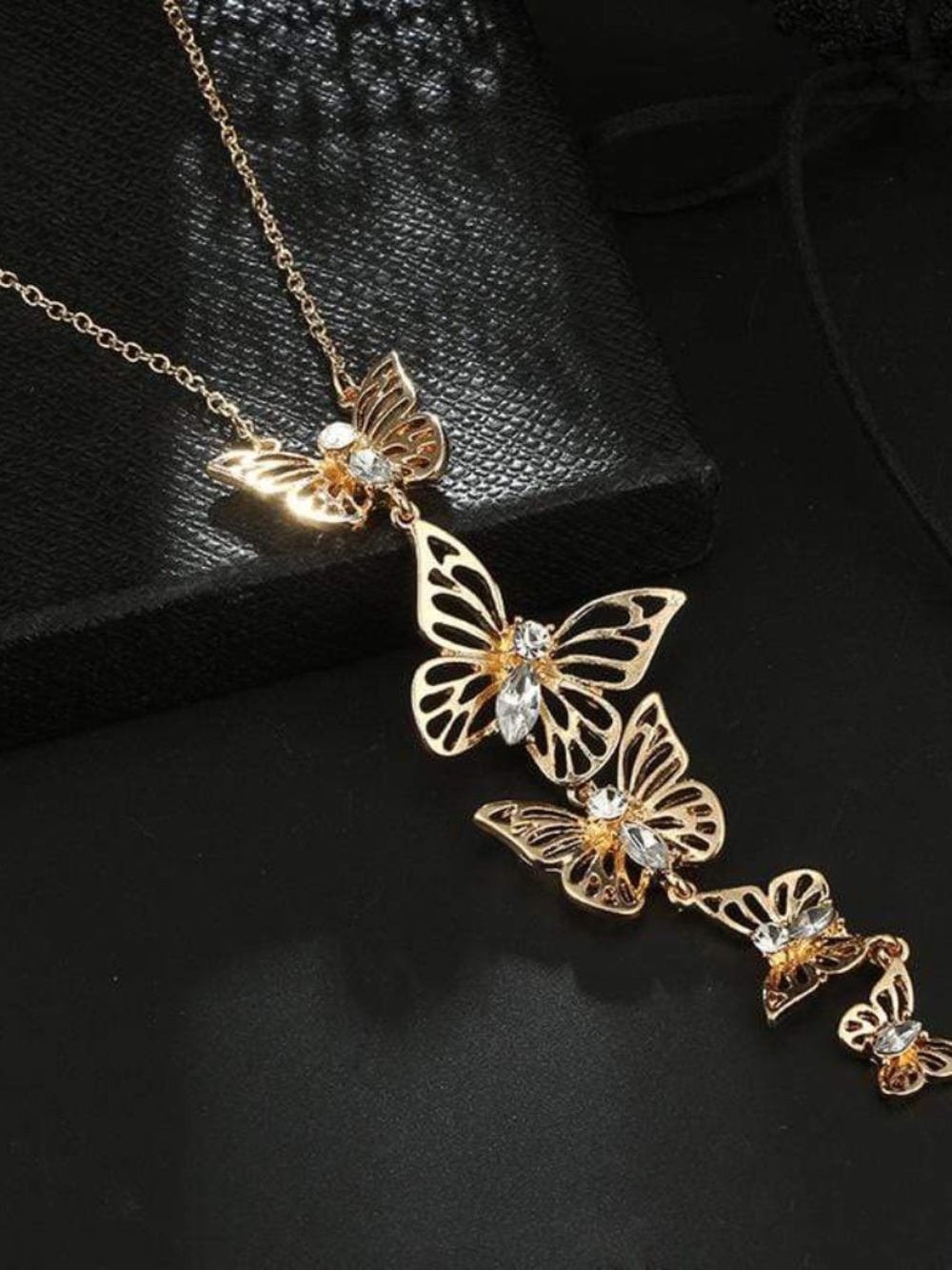 Womens Gold Tone Butterfly Pendant Necklace